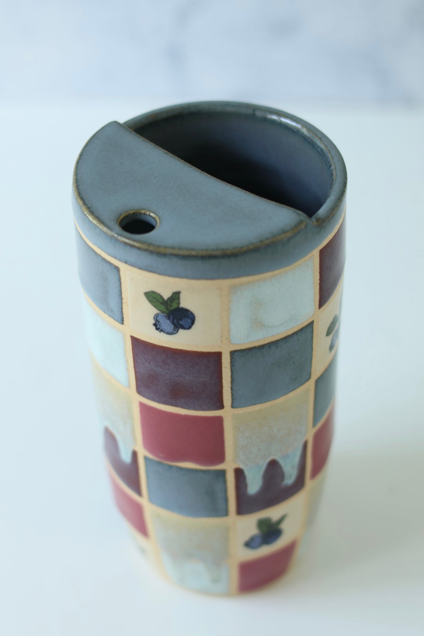 16oz Travel Cup | Blueberry Checkered