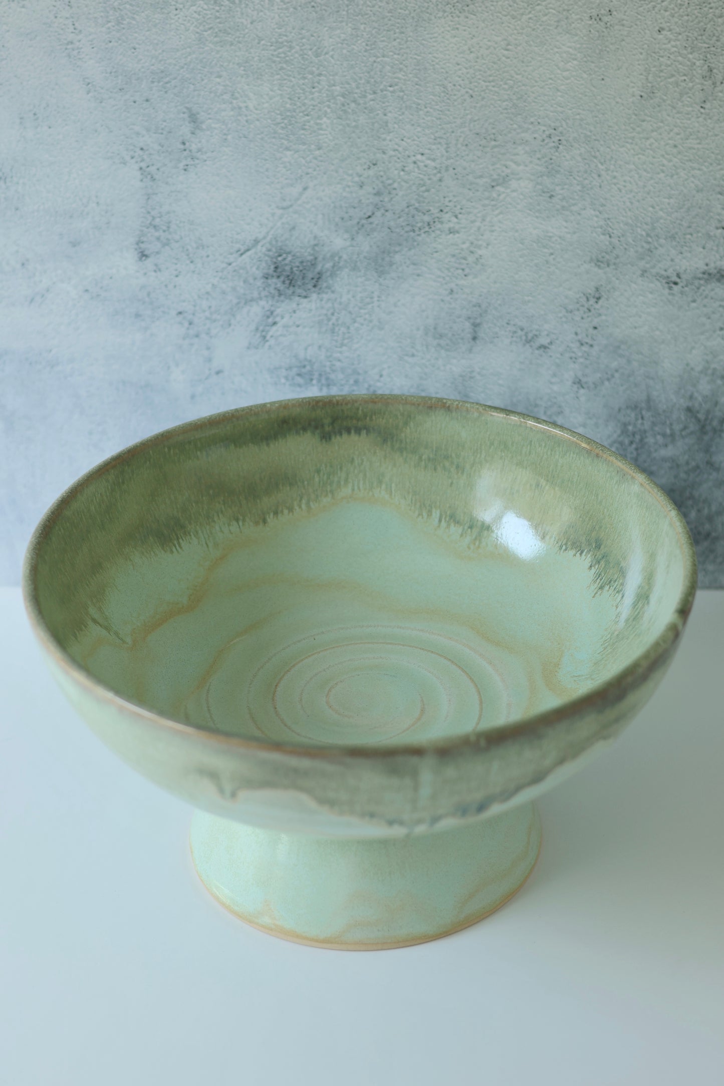 Pedestal Serving Bowl | Dewy Moss