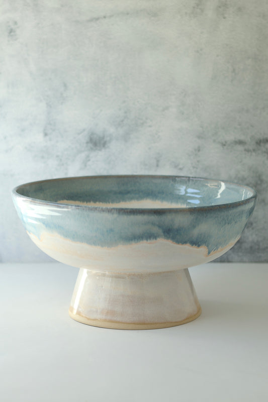 Pedestal Serving Bowl | Ocean Drip