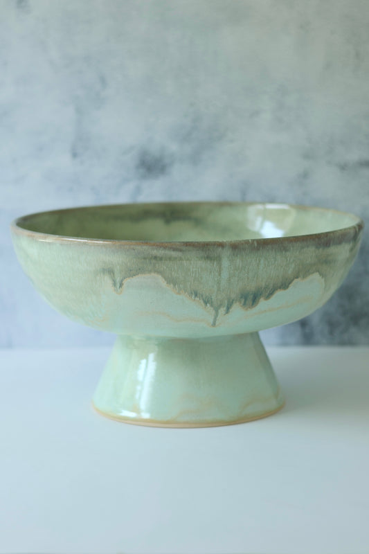 Pedestal Serving Bowl | Dewy Moss