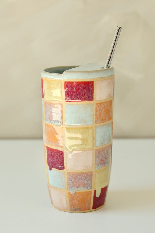 16oz Travel Cup | Sunrise Checkered