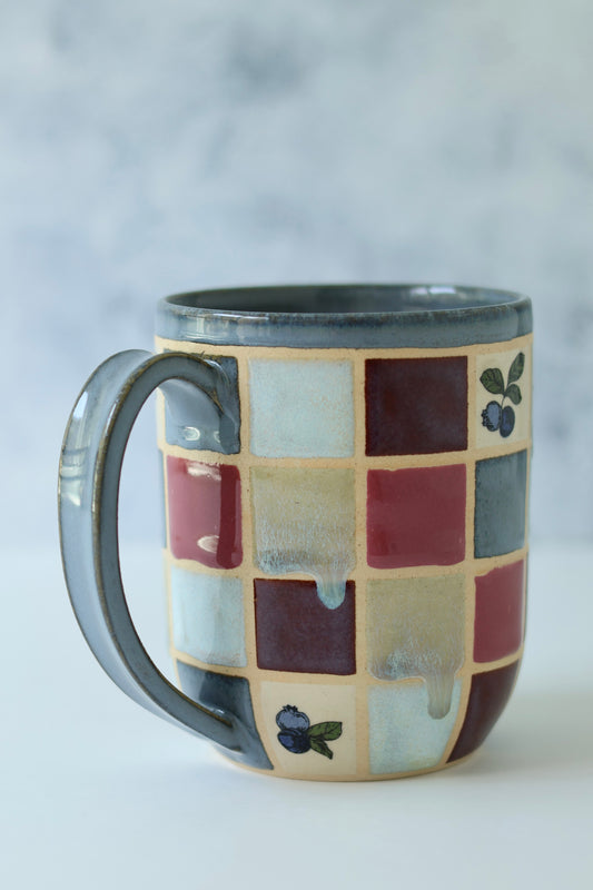 16oz Mug | Blueberry Checkered